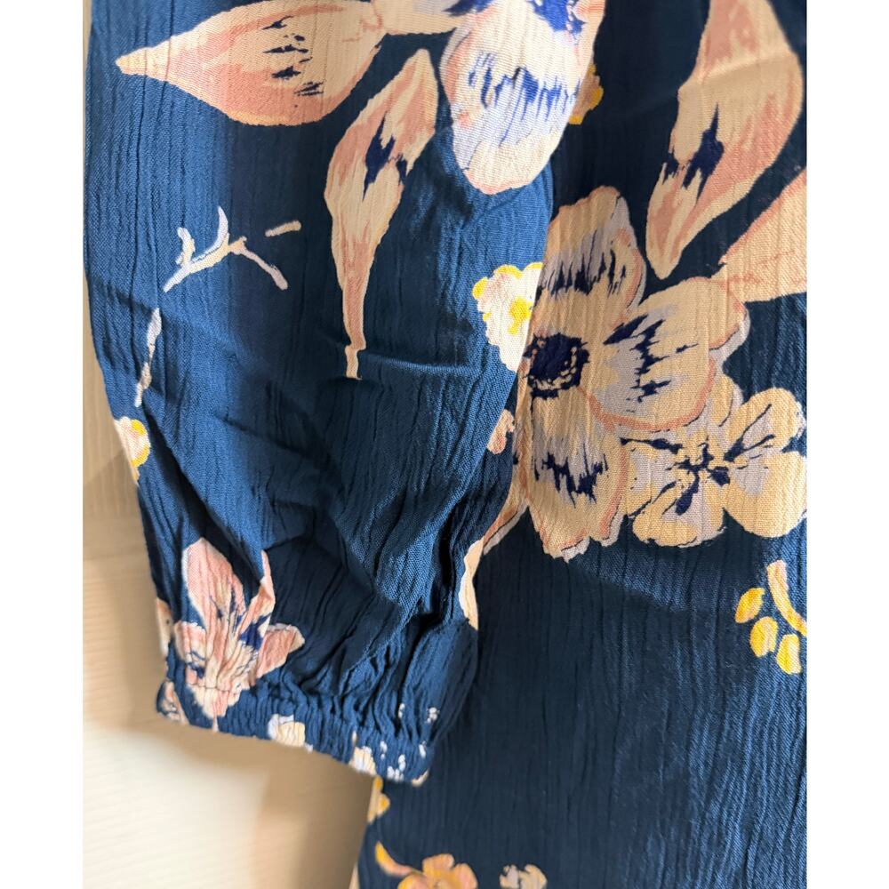 O'Neill Women Tunic Dress XS Extra Small Blue Floral Long Sleeve V-Neck NWT New - Picture 4 of 10